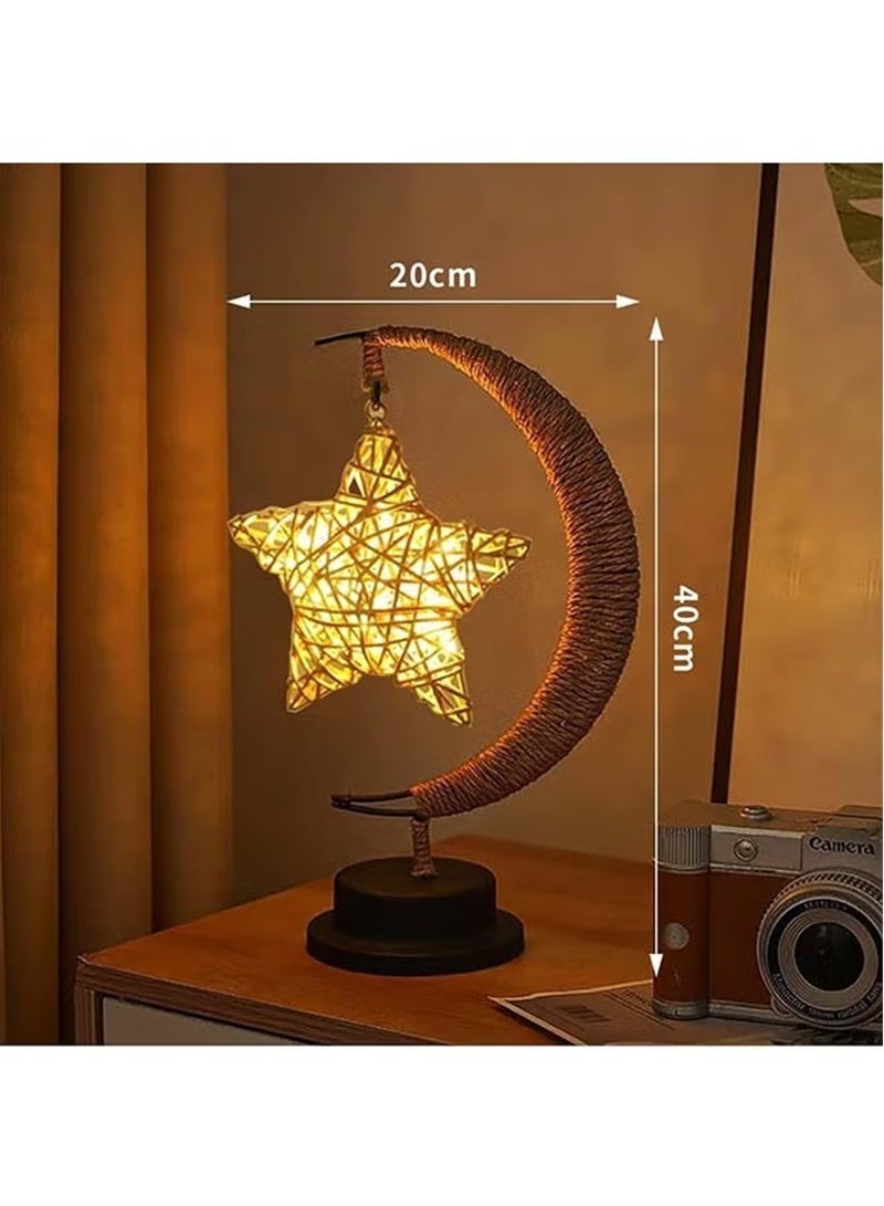 Topyich Enchanted Lunar Ramadan Lamp, Woven Moon Star Table Lamp, Warm Glow Ramadan Decoration for Home Bedroom & Desktop - Image 2